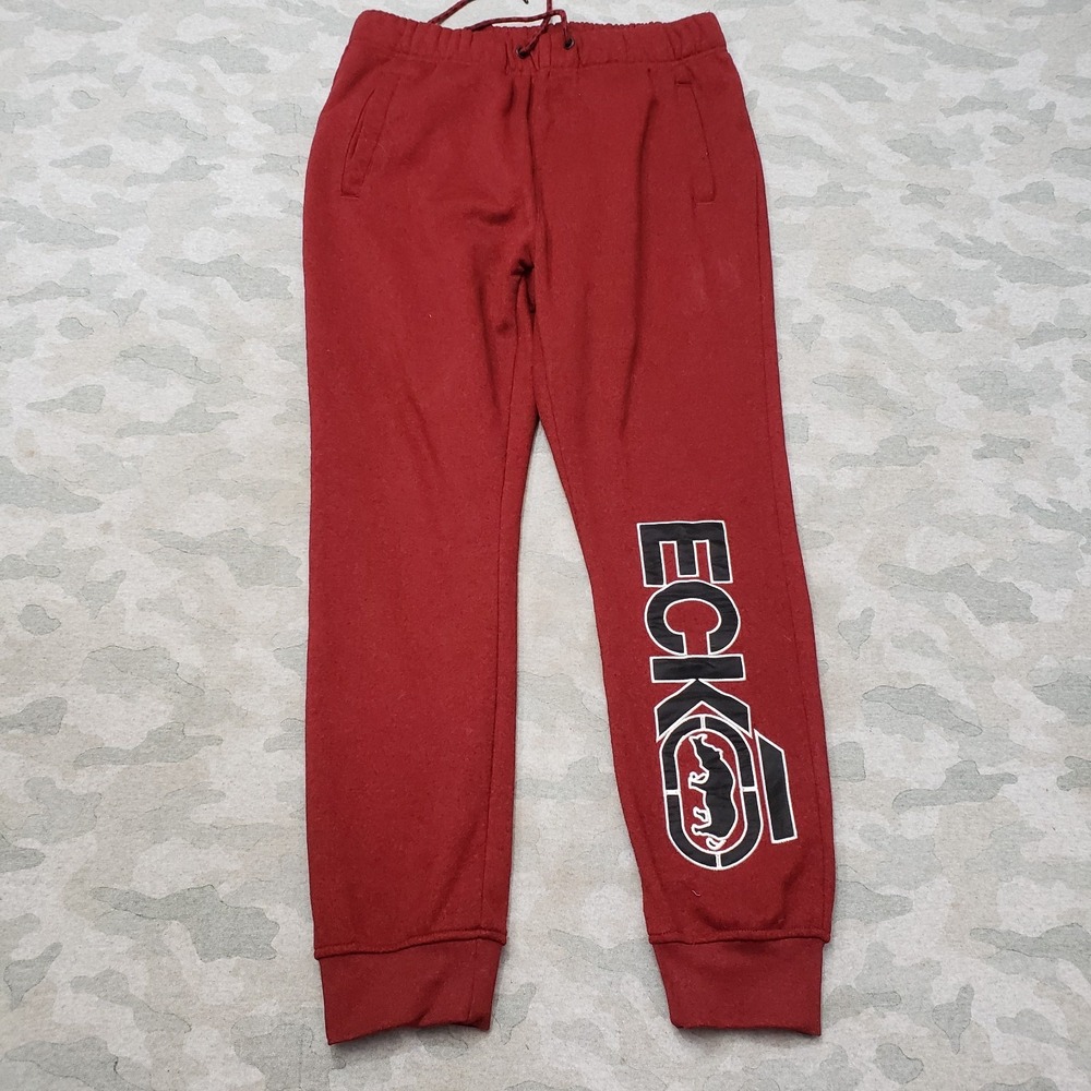 Ecko Joggers Pants Mens Medium Red Y2k Pockets Drawstring